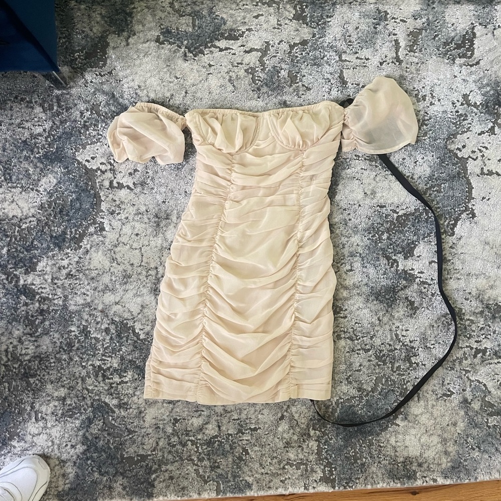 PLT - Beige off the shoulder mini dress NWT